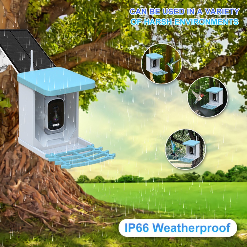 Solarbetriebener intelligenter Vogelfutterspender mit 4MP Kamera und 2L Kapazität für den Außenbereich