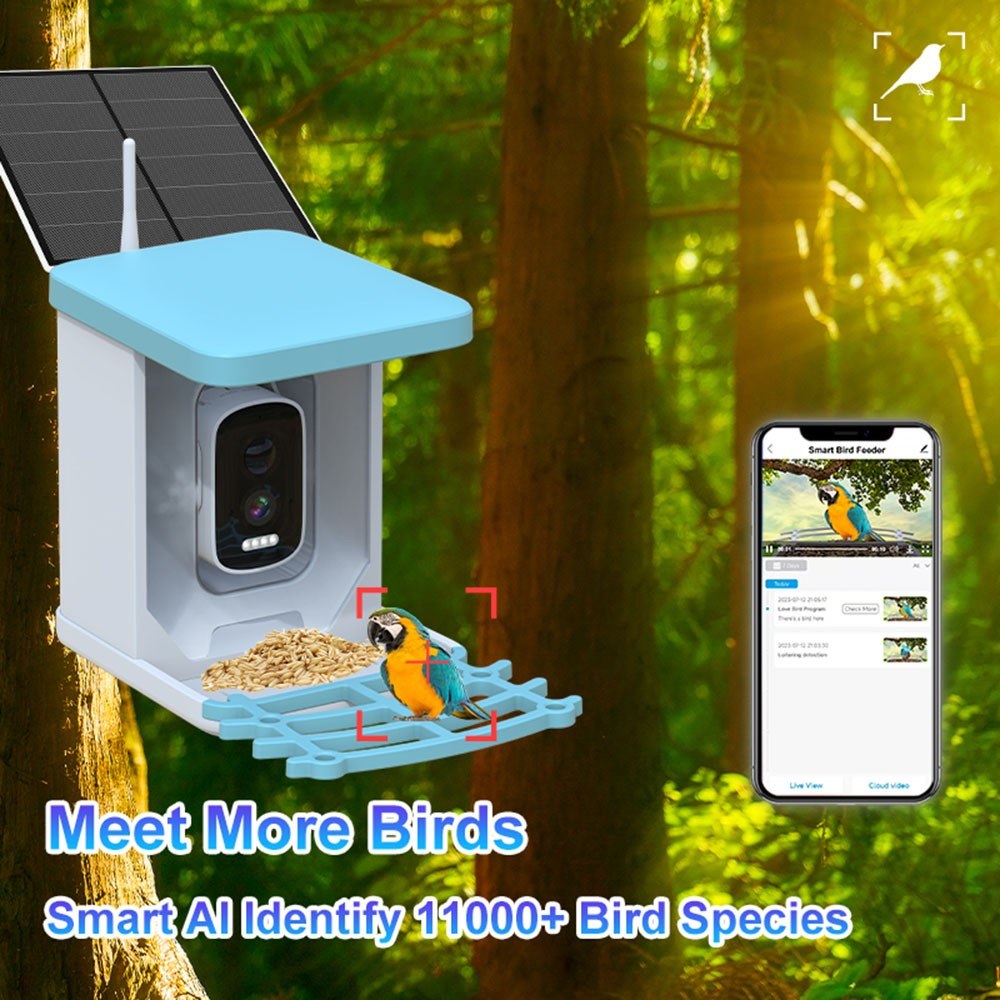 Solarbetriebener intelligenter Vogelfutterspender mit 4MP Kamera und 2L Kapazität für den Außenbereich