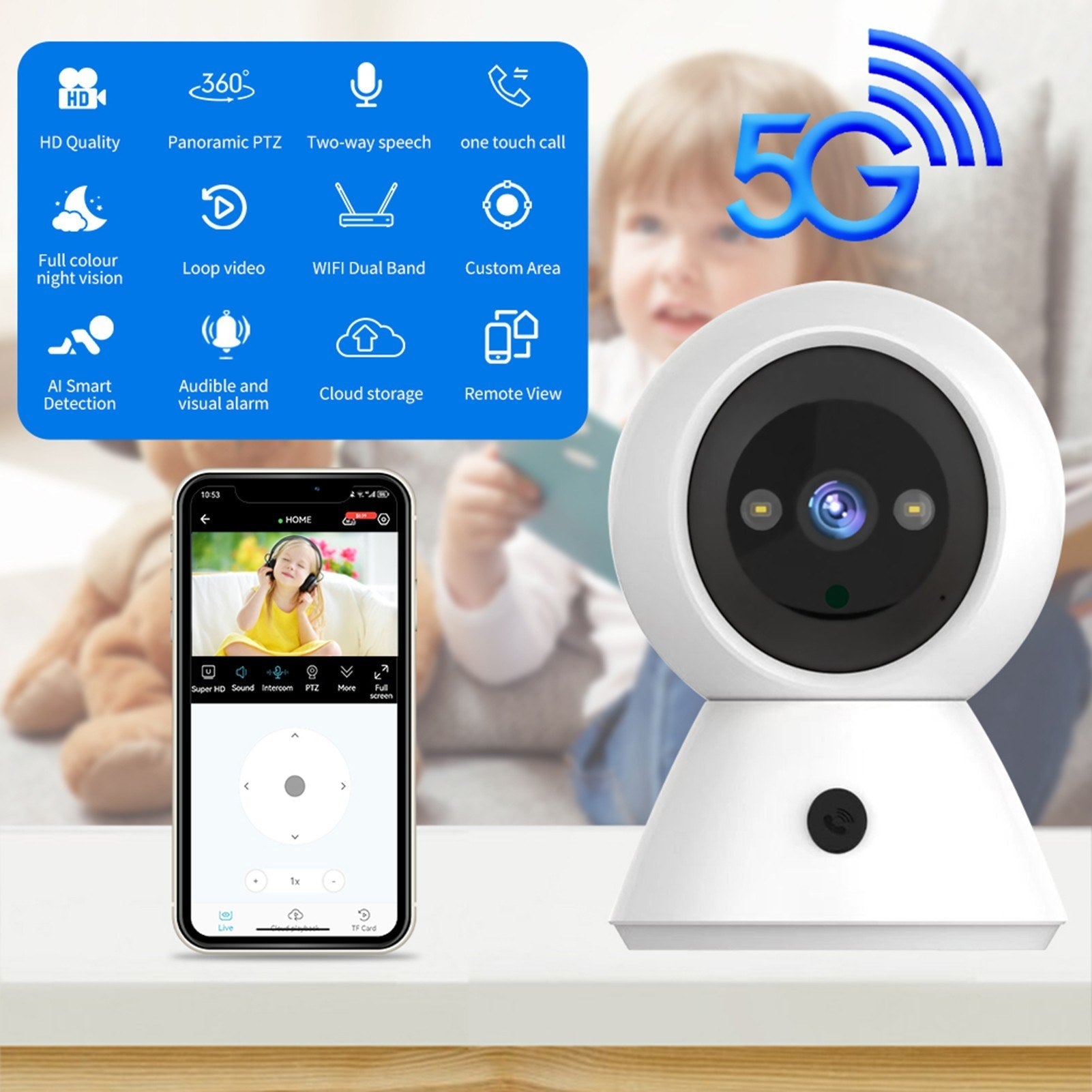 K11 1080P Dual-Band Innen Smart Wireless Sicherheitskamera mit WiFi Überwachung