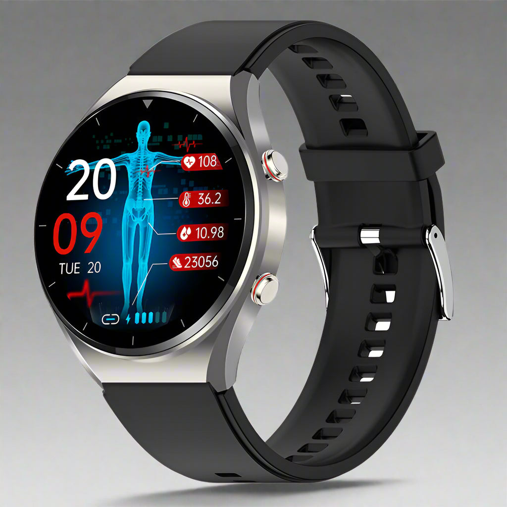 GlucoGuard™ | Blutzucker- & Blutdruckmessgerät Smartwatch | EKG, HRV, Herzfrequenzüberwachung für Gesundheitsmanagement
