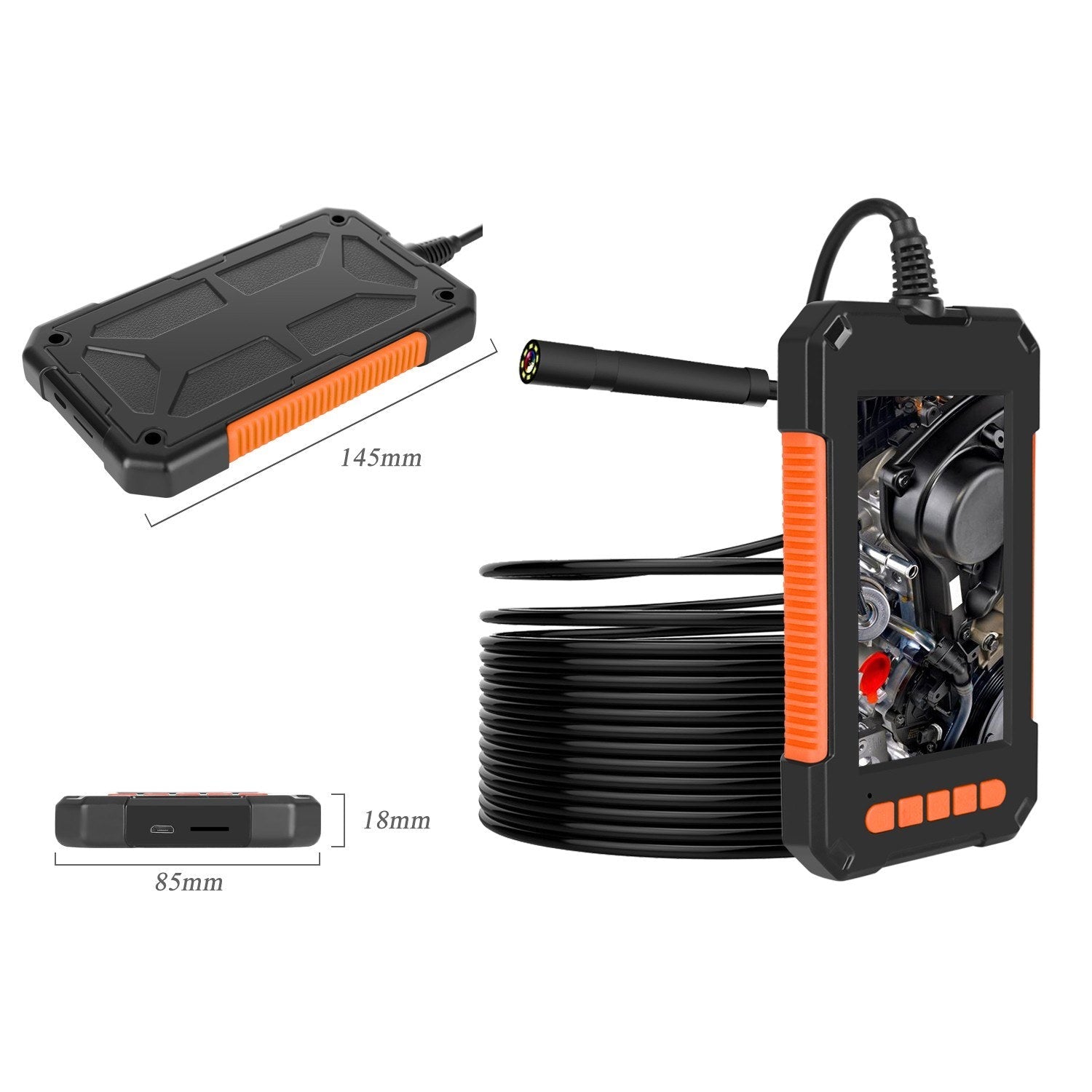 1080P HD 4.3 Zoll LCD Handheld-Endoskop, IP67 wasserdicht, 8mm Kamera mit 8 LEDs (5M weichem Kabel)