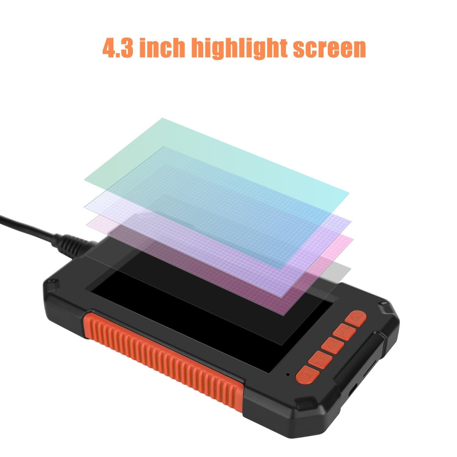 1080P HD 4.3 Zoll LCD Handheld-Endoskop, IP67 wasserdicht, 8mm Kamera mit 8 LEDs (5M weichem Kabel)
