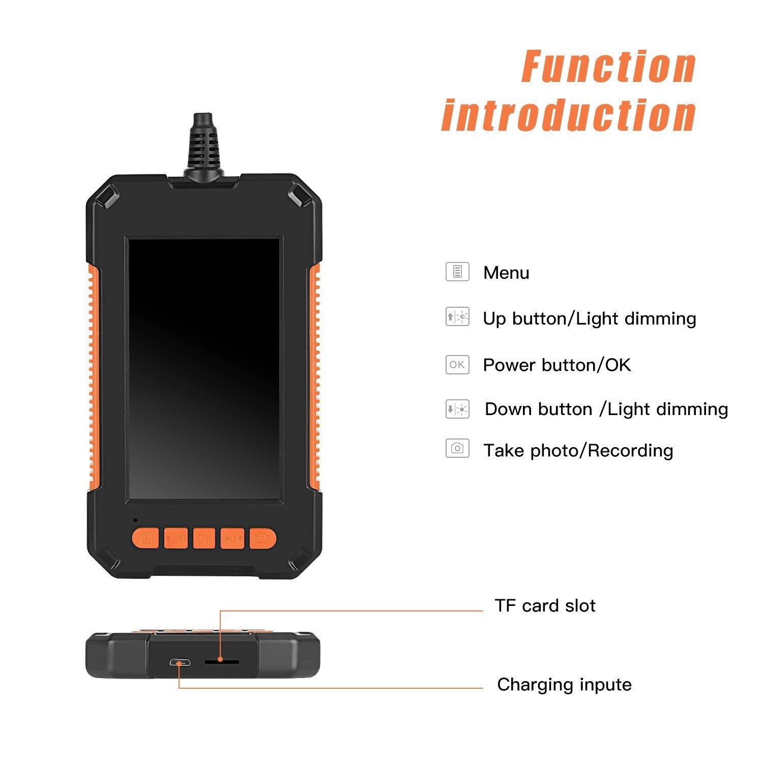 1080P HD 4.3 Zoll LCD Handheld-Endoskop, IP67 wasserdicht, 8mm Kamera mit 8 LEDs (5M weichem Kabel)