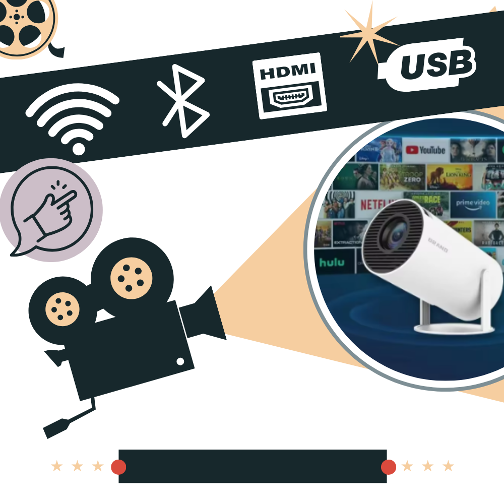 Tragbarer 4K Ultra HD Videoprojektor mit integriertem Lautsprecher und vielseitiger Konnektivität