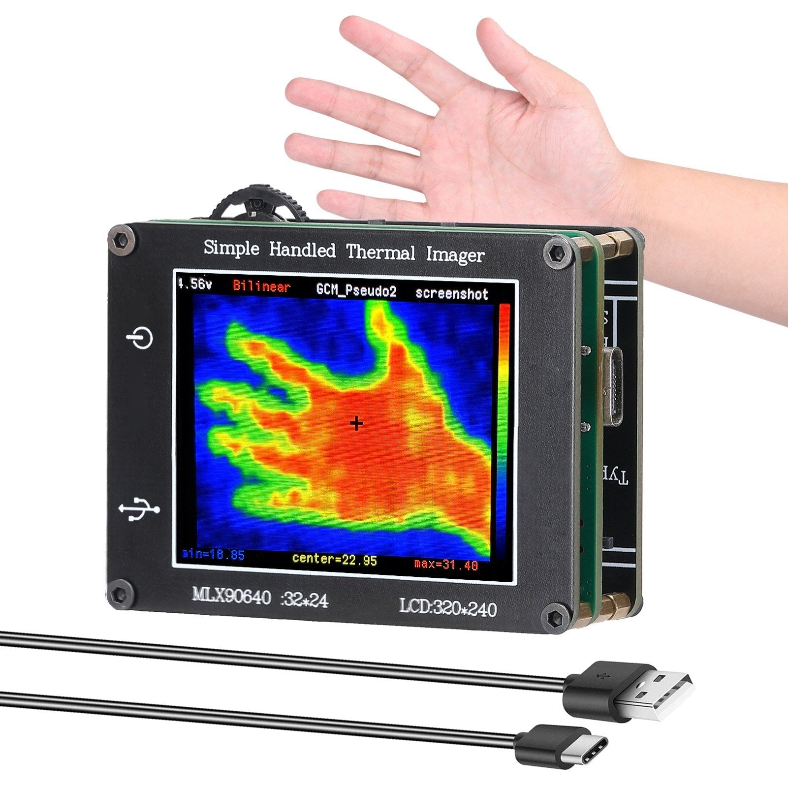 Handheld-Wärmebildkamera: 24x32 Pixel Infrarotsensor, 240x320 Auflösung, 2,0-Zoll LCD, -40℃ bis 300℃