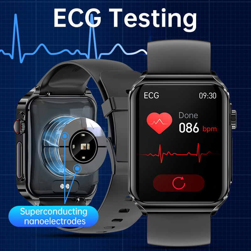 ECG-Test Blutlipide Harnsäure One Touch Wählen SOS-Anrufe Smartwatch
