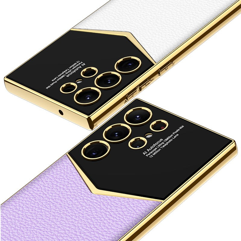 Galvanisierte Leder-Ultradünne Handyhülle für Samsung Galaxy S24 S23