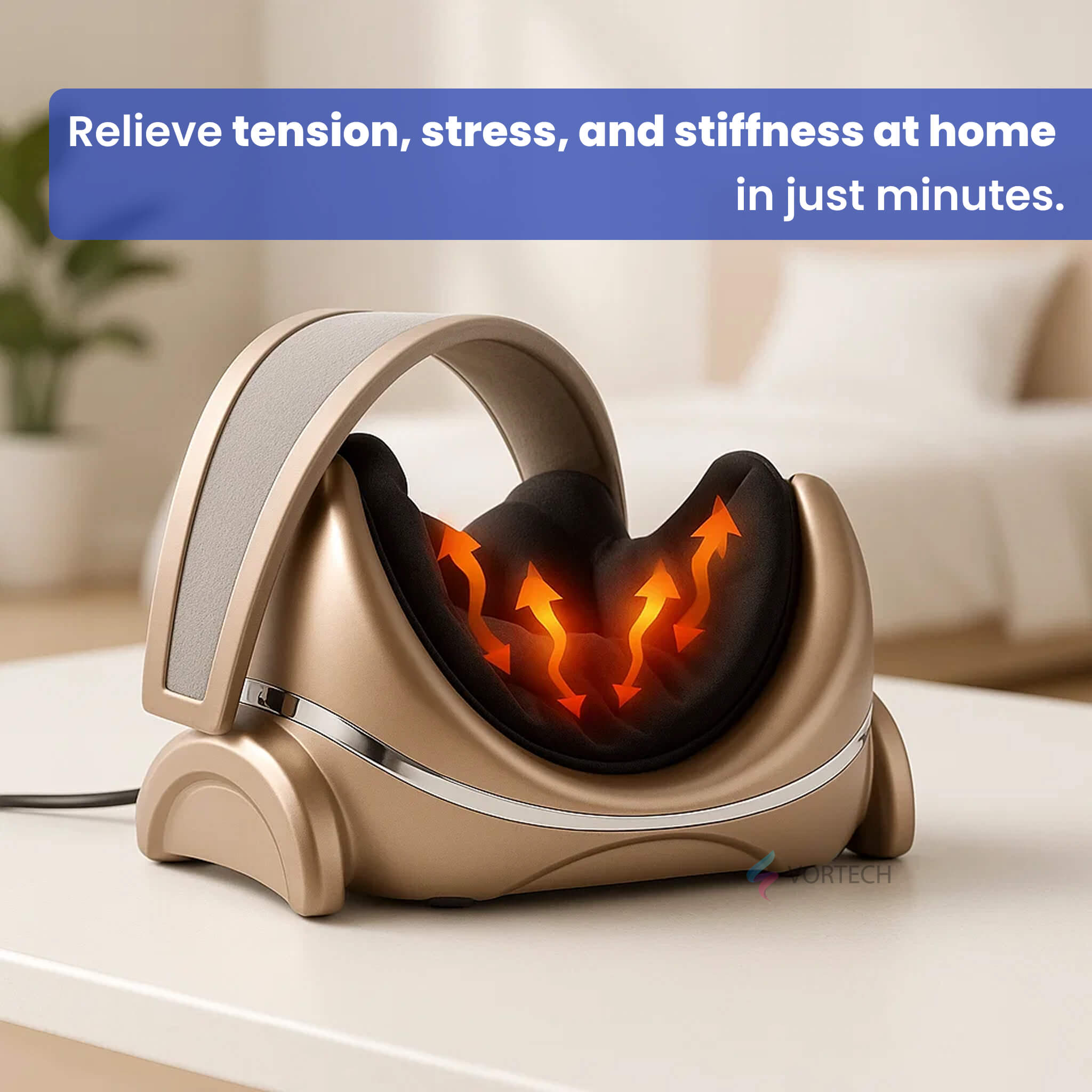 Nackenstrecker-Massagegerät mit Vibe-Technologie, Wärmetherapie & kabellos