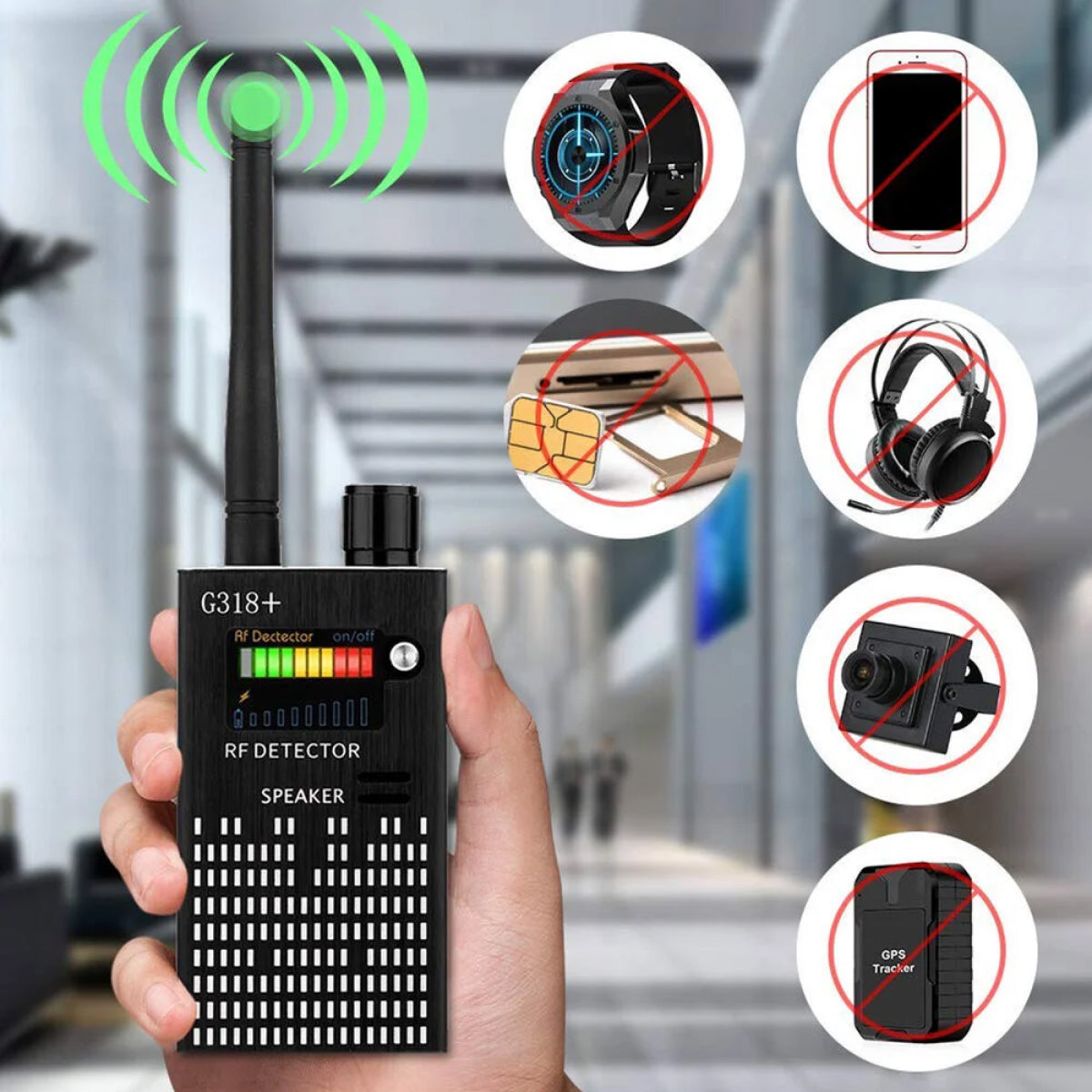 Spionage-Detektor PRO19/PRO16 – RF-, GPS-Tracker- & versteckte Kamera-Finder mit LED-Anzeige