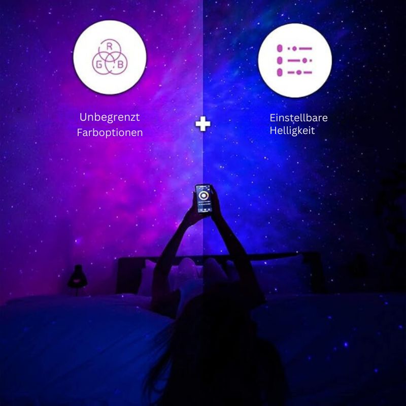 Zelara - WiFi Smart Galaxie Stern Projektor mit 360° Aurora und Sternenlicht Effekt