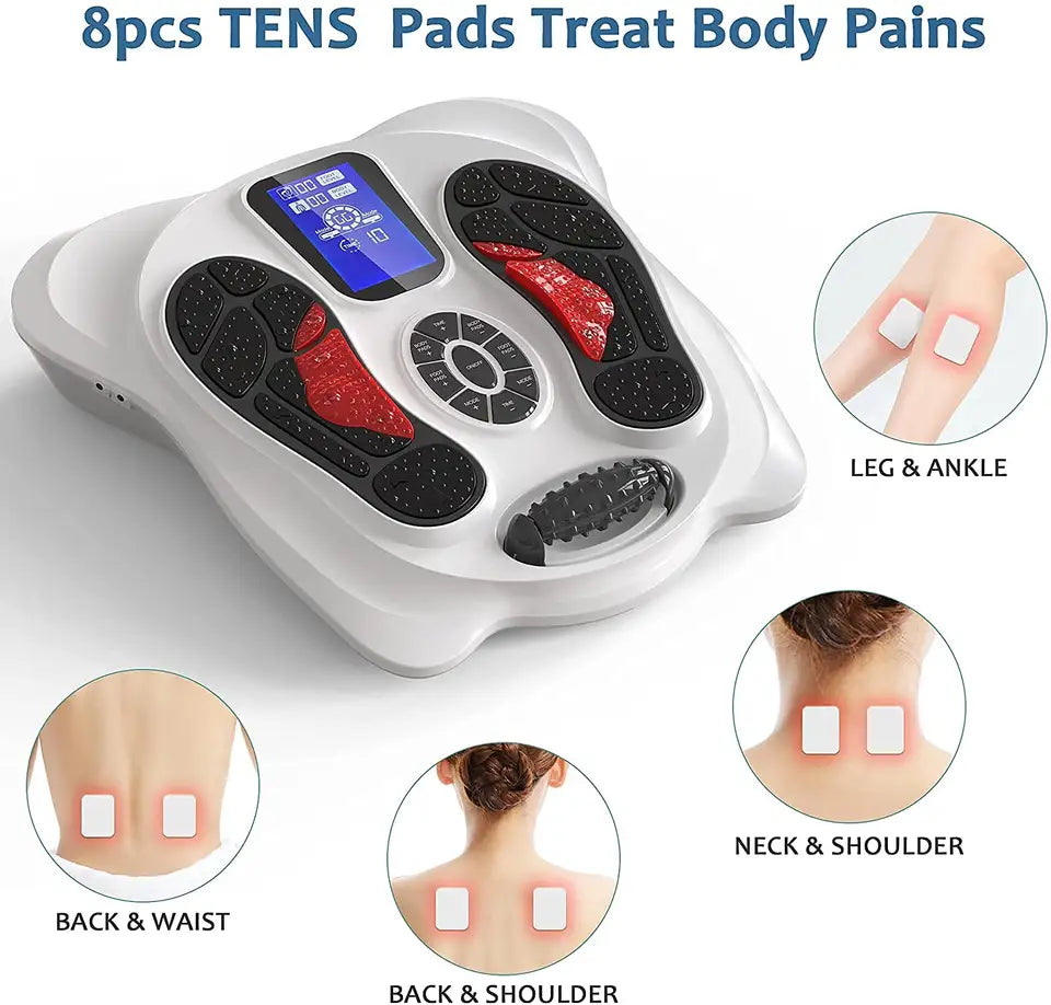 Multifunktionales TENS EMS Infrarot Fußmassagegerät elektrisch tragbar zur Muskelstimulation und Förderung der Durchblutung
