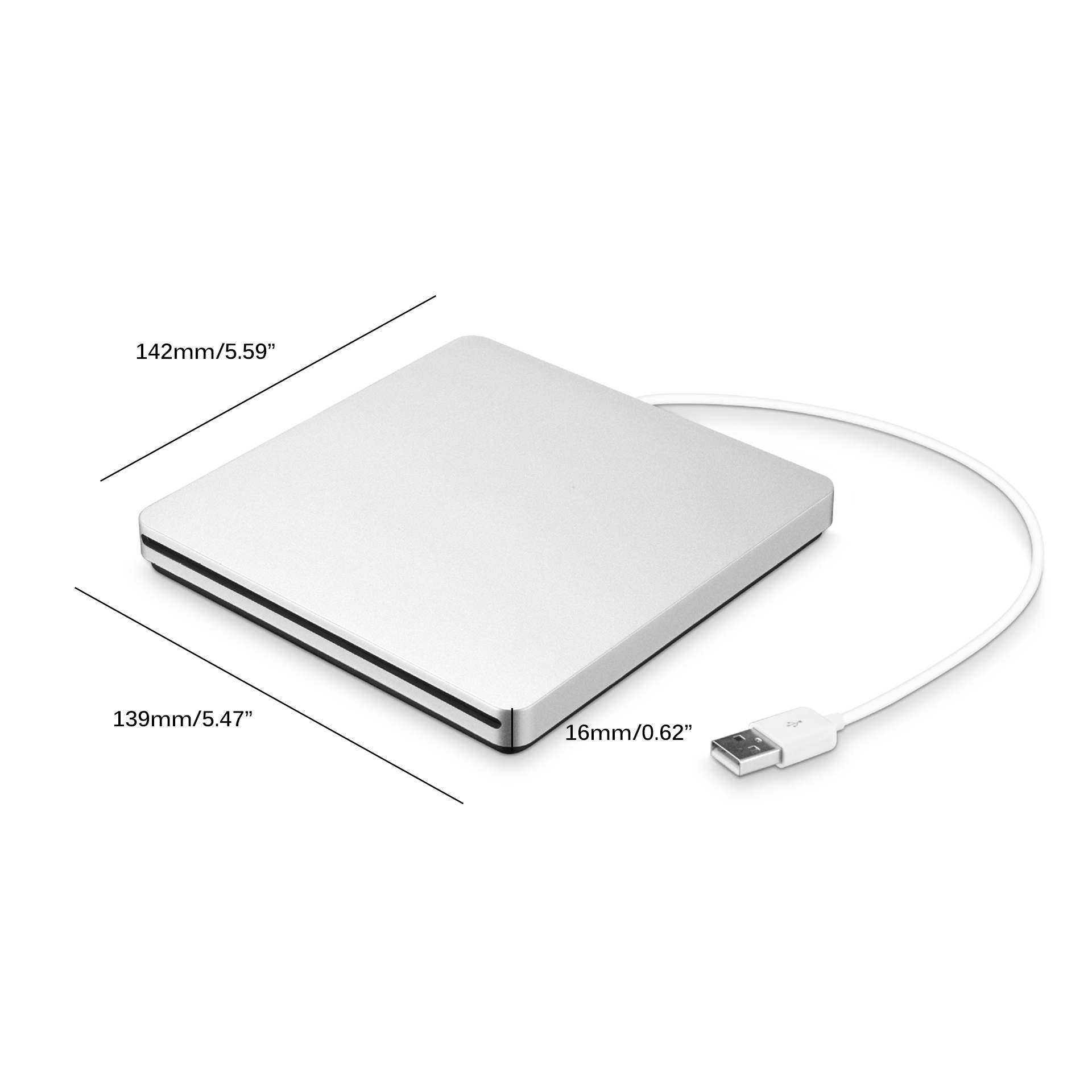 USB CD/DVD Slot-In Laufwerk extern – schlank, tragbar, energiesparend, Plug-and-Play für Windows & Mac