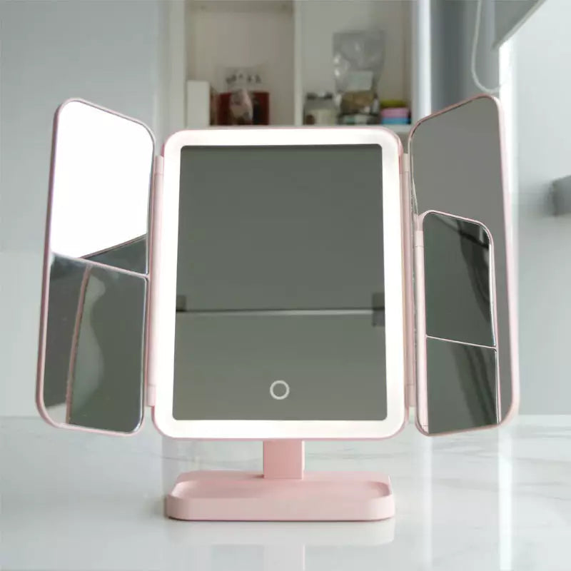 Lumière Make-up Spiegel mit LED-Beleuchtung – Einstellbare Vergrößerung und Stilvolle Aufbewahrung