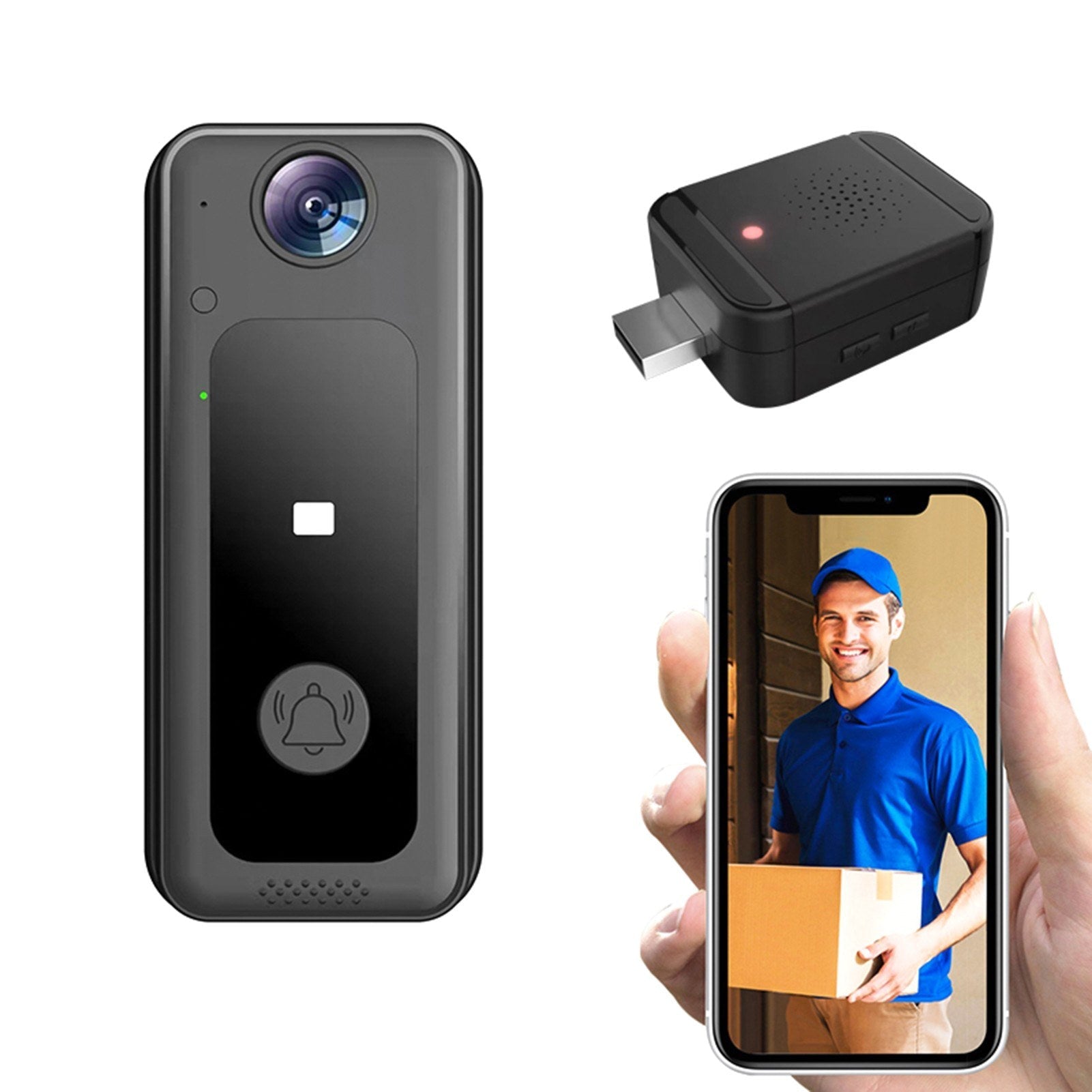 Kabellose WiFi-Türklingel Kamera mit 125° Weitwinkel & Innenklingel