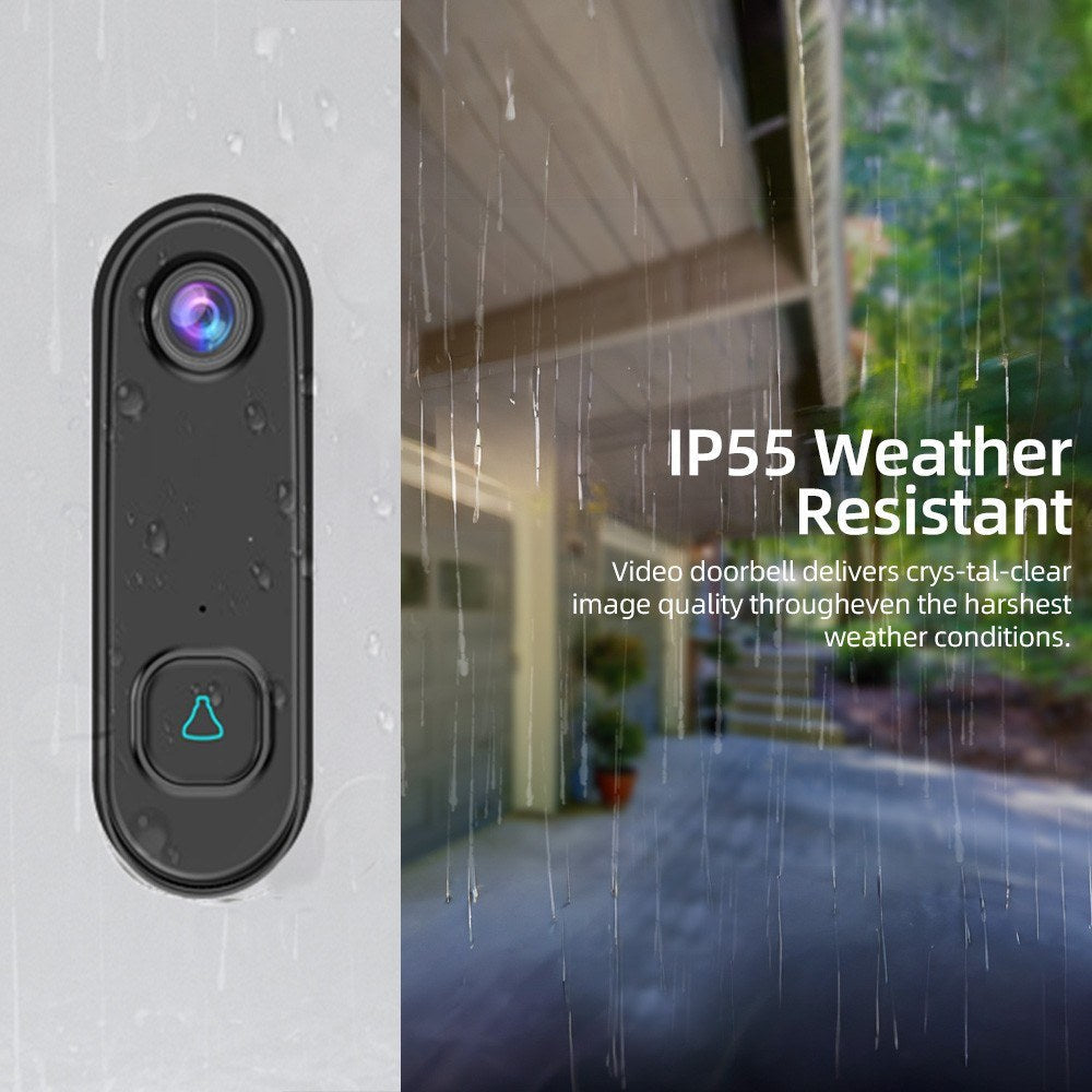 1080P HD Wireless Video-Türglocke mit Zwei-Wege-Audio, PIR-Bewegungserkennung, Nachtsicht, IP55 wetterfest, 2.4GHz WiFi, batteriebetrieben, Tuya-App-Steuerung - intelligente Türglocke Kamera