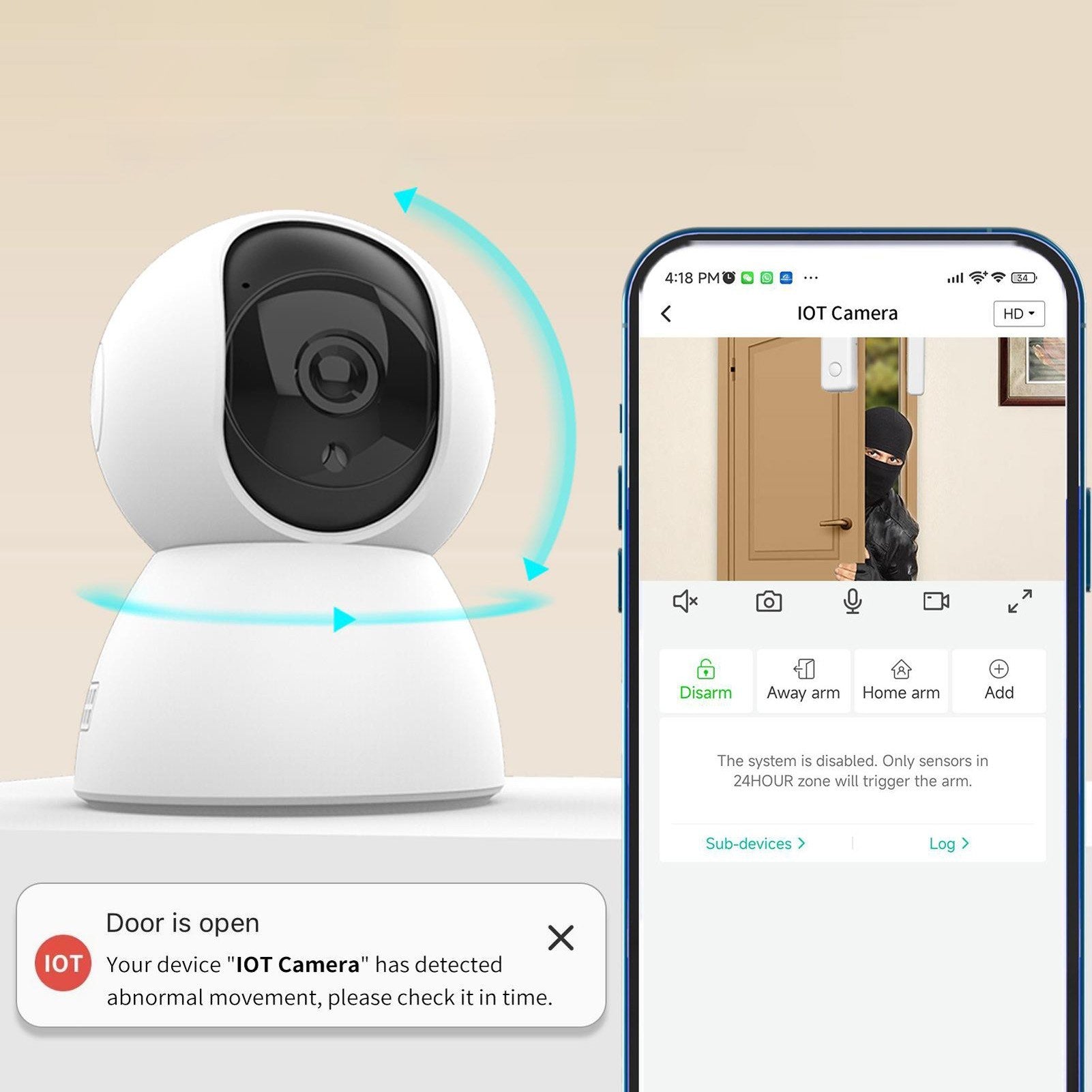 3MP Smart Innen-WiFi-Sicherheitskamera mit Nachtsicht, 2-Wege-Audio, Fernbedienung und Bewegungserkennung für die Überwachung von Zuhause und Haustieren