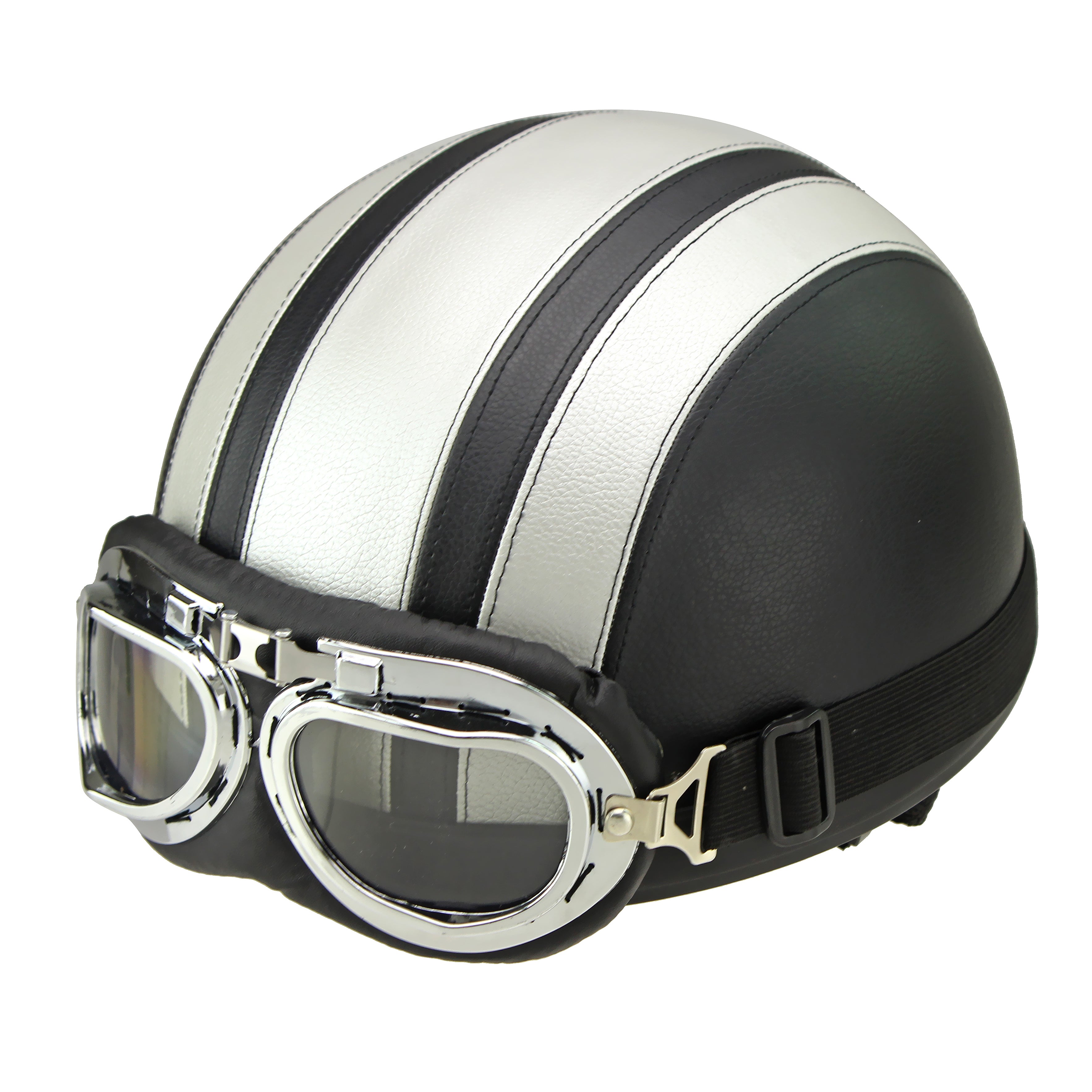 Retro-Halbgesichts-Motorradhelm mit Schutzbrille