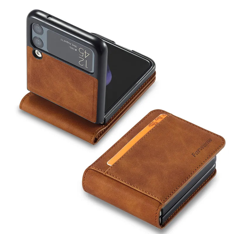 Leder Wallet Case für Karten für Samsung Galaxy Z Flip