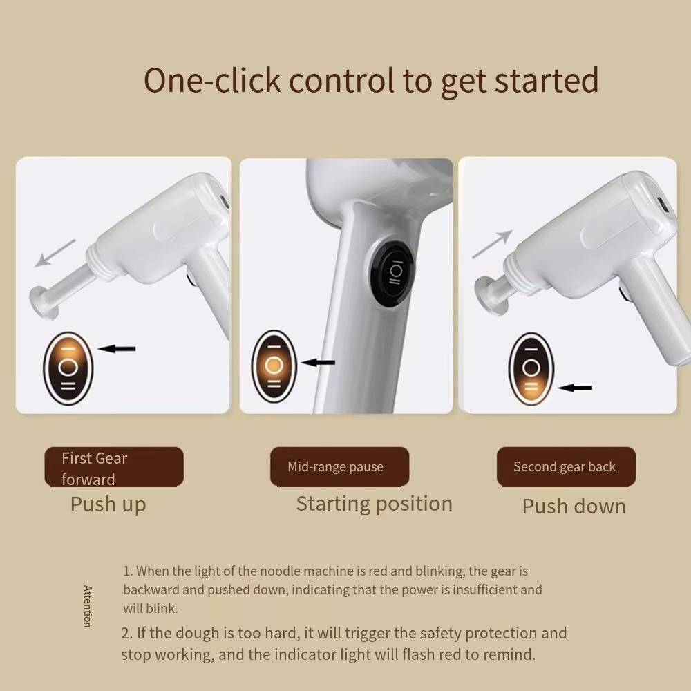 Ramen-Nudelmaschine für Zuhause – Tragbar, Kabellos, 6 Formen, Wiederaufladbar, Frische Nudeln auf Knopfdruck