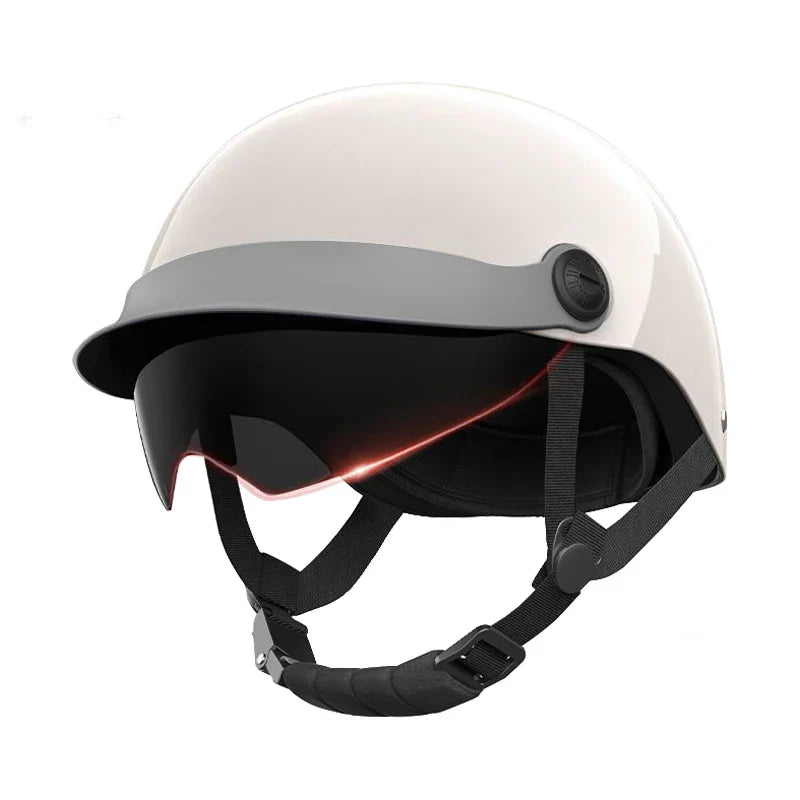 Retro-Halbgesichtshelm mit einziehbarer Sonnenblende und verstellbarem Riemen