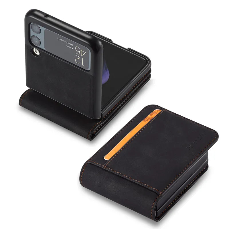 Leder Wallet Case für Karten für Samsung Galaxy Z Flip