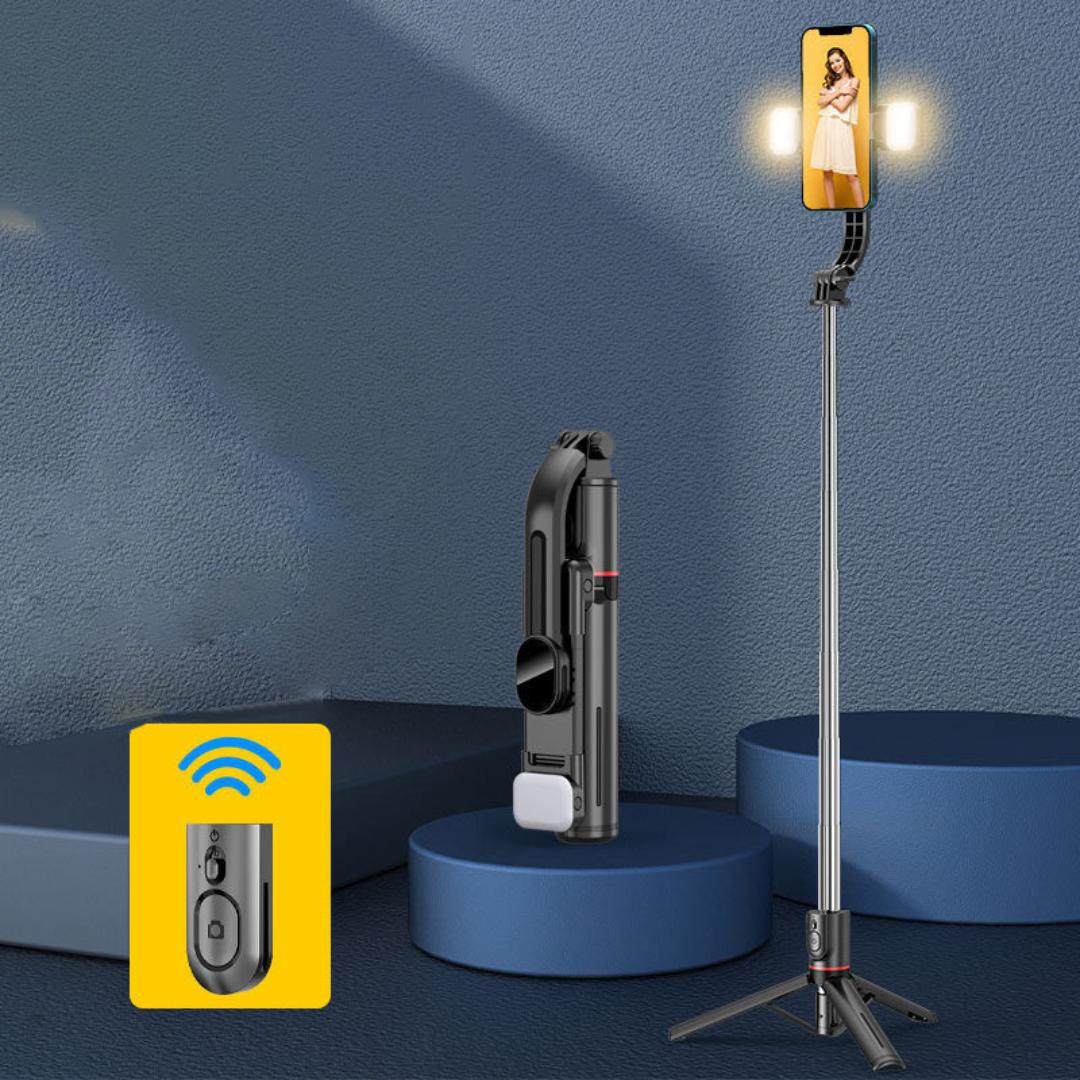 Multifunktionaler Selfie-Stick mit Stativ und LED-Licht