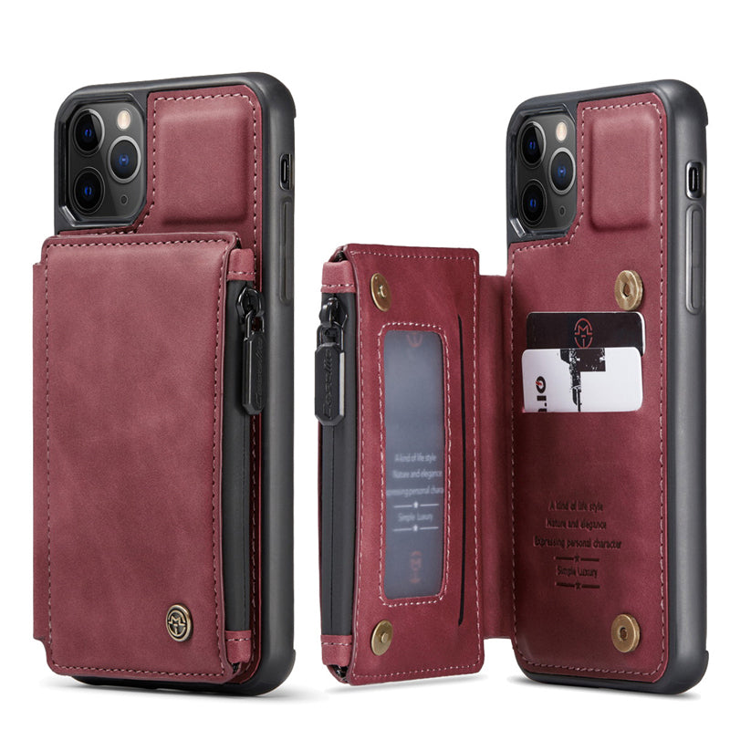 Hochwertige Leder-Brieftasche mit Kartenfach, Portmonee und Ständer iPhone-Hülle | MagSafe Case mit Rundumschutz und Kameralinsenschutzabdeckung für Apple iPhone 15/14/13/12 Pro Max Plus Cover | Panzertasche Handyhülle | Wallet & Geldbörse Schutzhülle