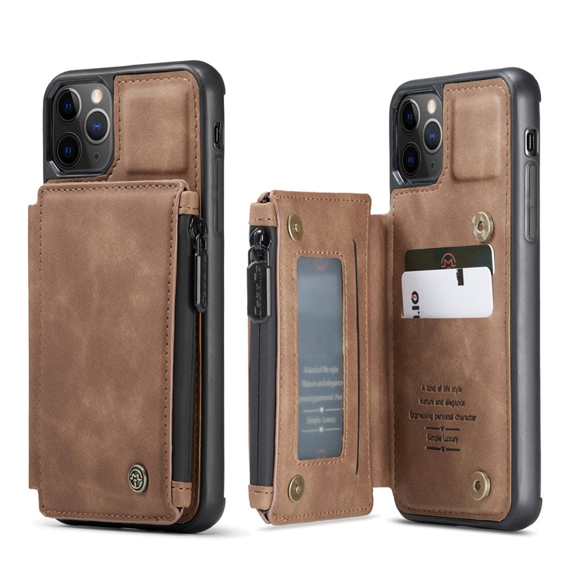 Hochwertige Leder-Brieftasche mit Kartenfach, Portmonee und Ständer iPhone-Hülle | MagSafe Case mit Rundumschutz und Kameralinsenschutzabdeckung für Apple iPhone 15/14/13/12 Pro Max Plus Cover | Panzertasche Handyhülle | Wallet & Geldbörse Schutzhülle