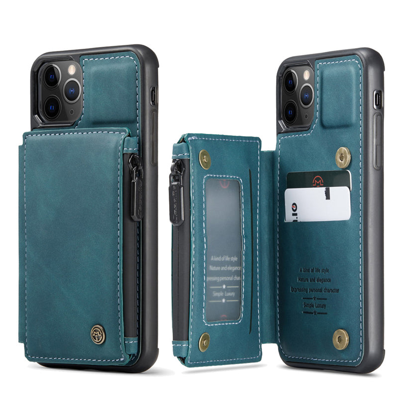 Hochwertige Leder-Brieftasche mit Kartenfach, Portmonee und Ständer iPhone-Hülle | MagSafe Case mit Rundumschutz und Kameralinsenschutzabdeckung für Apple iPhone 15/14/13/12 Pro Max Plus Cover | Panzertasche Handyhülle | Wallet & Geldbörse Schutzhülle