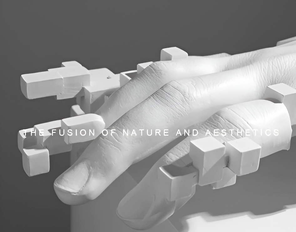 Mosaik-Hand Statue aus Harz – Abstrakte Palmfigur