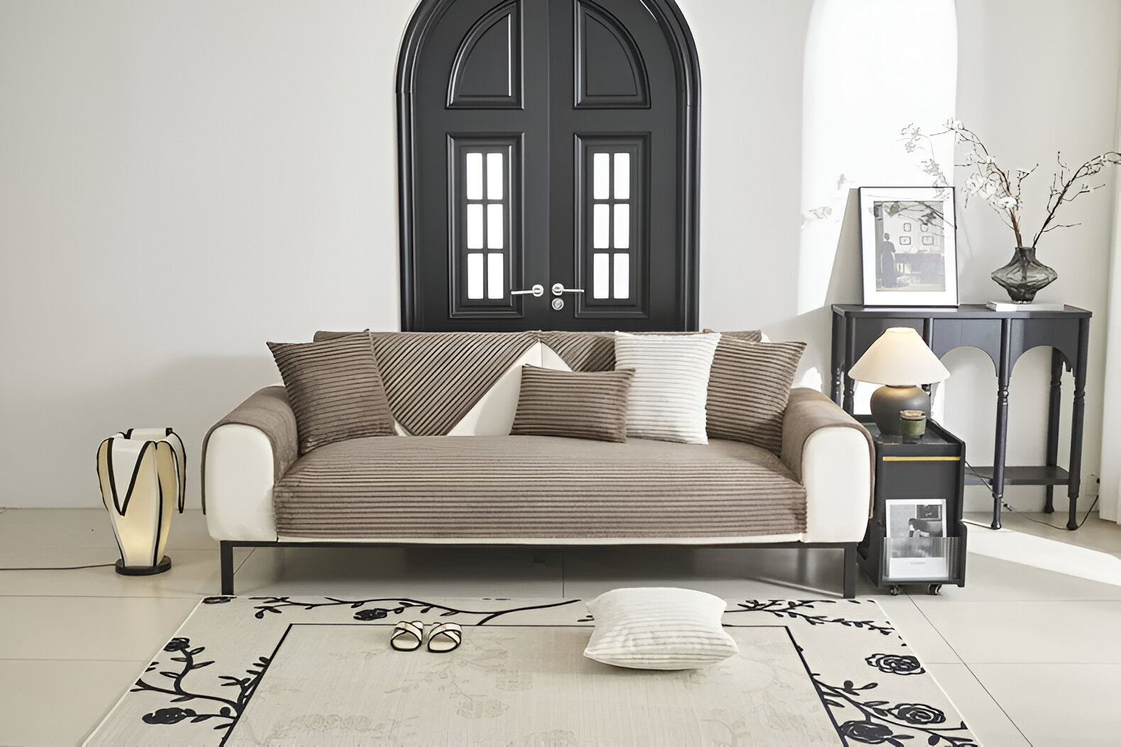 PuffSoft | Rutschfester Plüschsamt Sofabezug