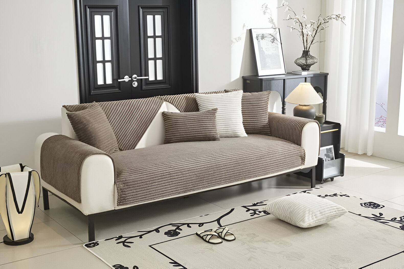 PuffSoft | Rutschfester Plüschsamt Sofabezug