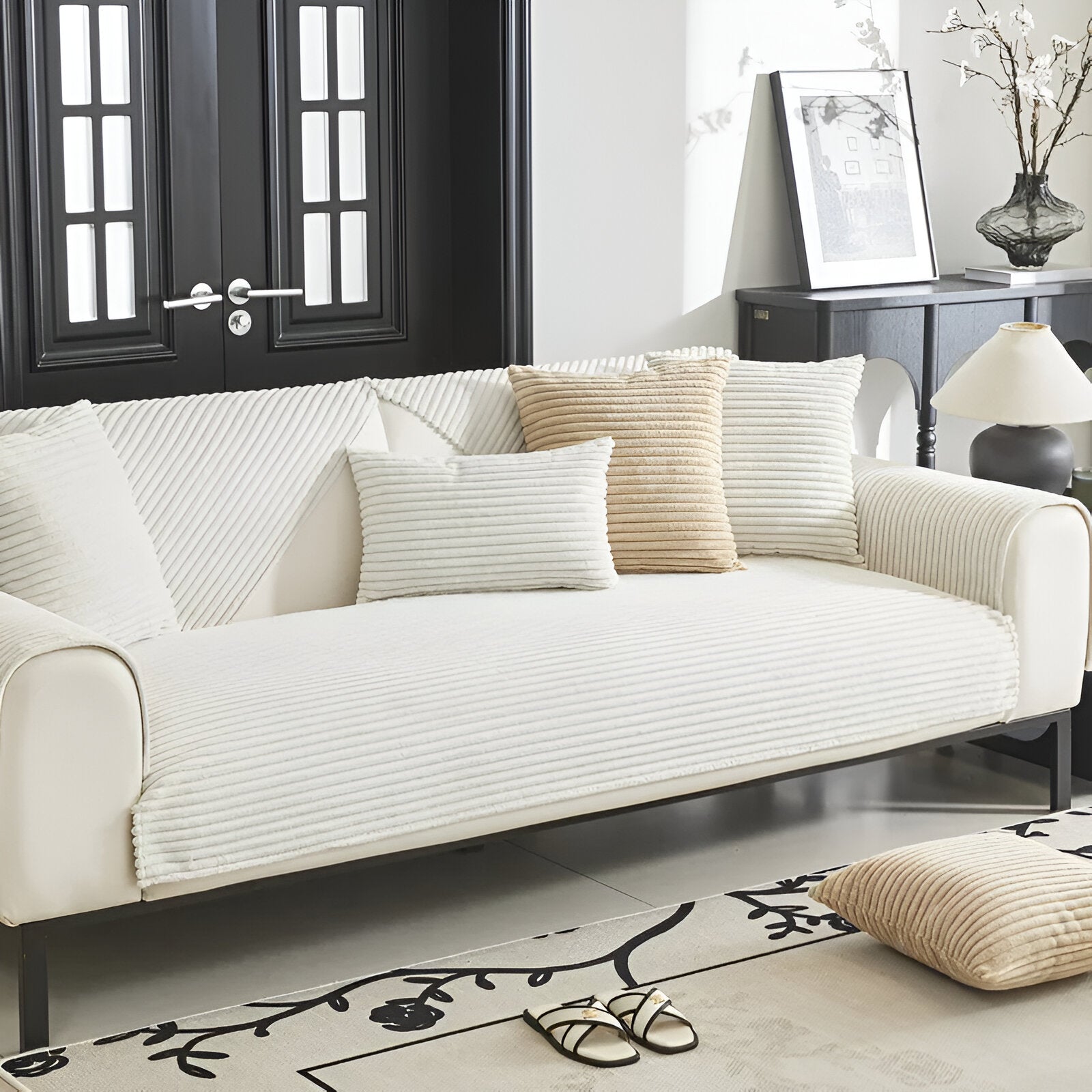 PuffSoft | Rutschfester Plüschsamt Sofabezug