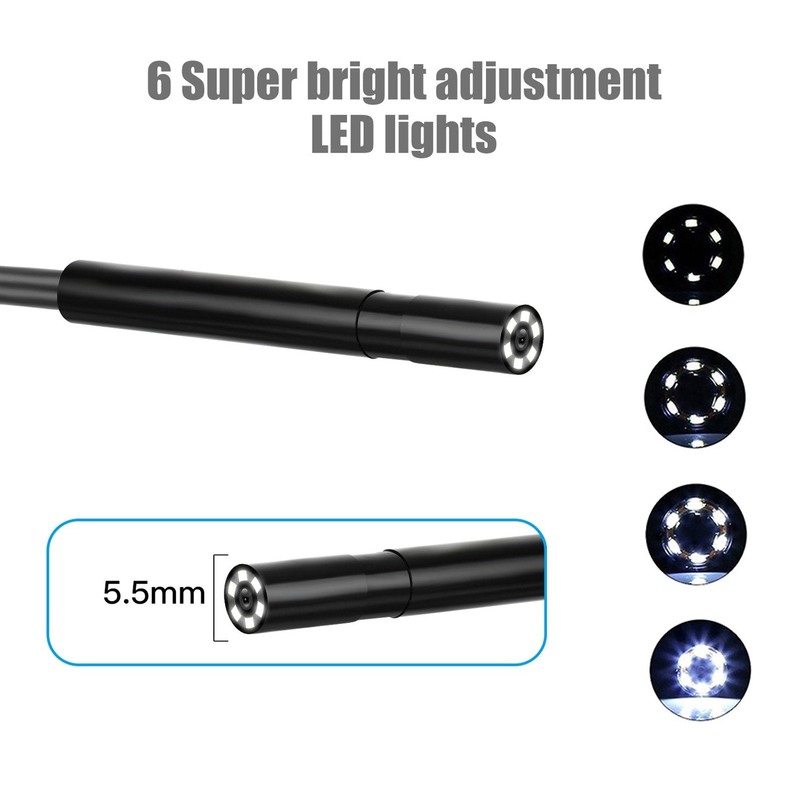 1920*1080P Industrie-Endoskopkamera, 6 LED, IP67 wasserdicht, 4.3 LCD, 5m Hartdraht, 5.5mm Durchmesser