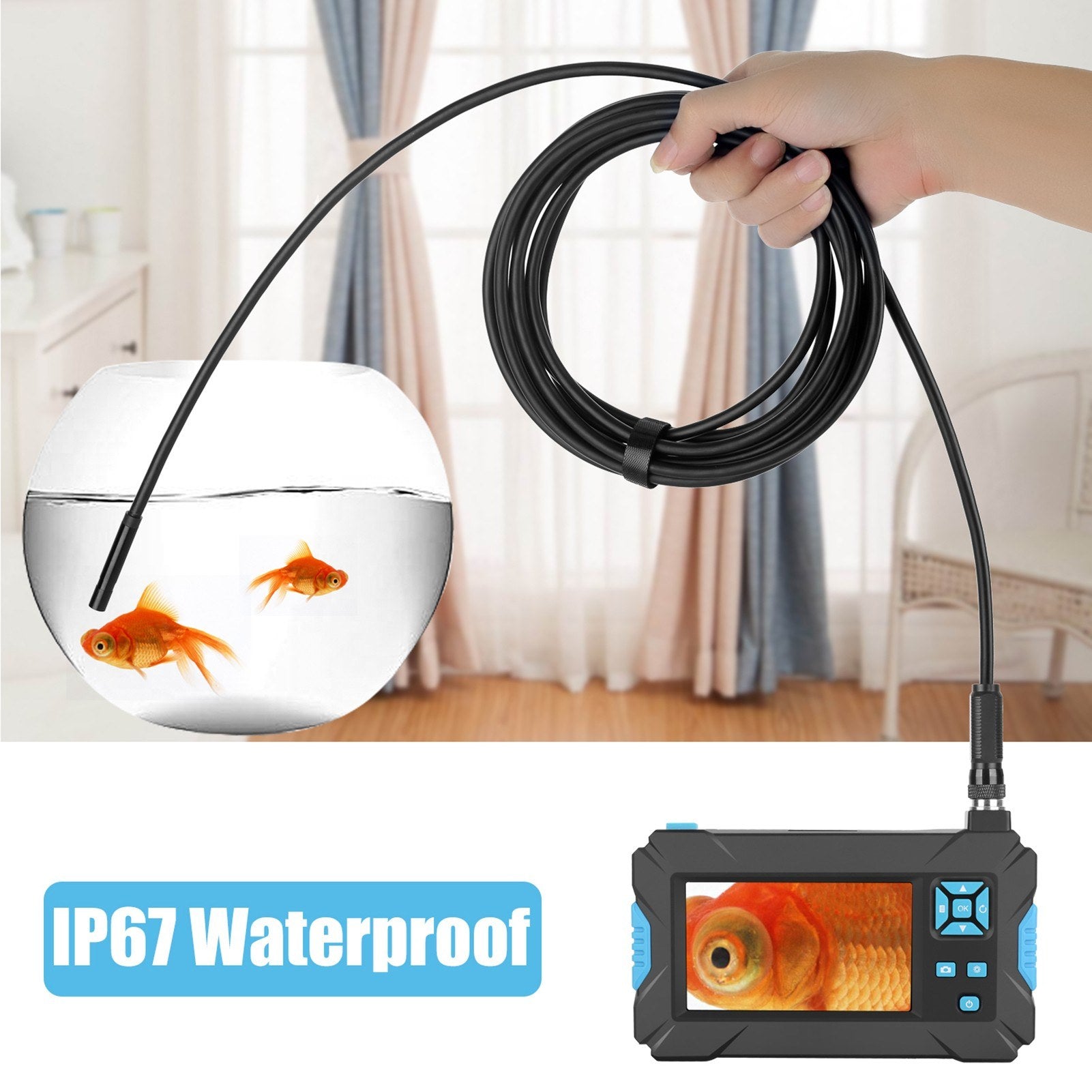 1920*1080P Industrie-Endoskopkamera, 6 LED, IP67 wasserdicht, 4.3 LCD, 5m Hartdraht, 5.5mm Durchmesser
