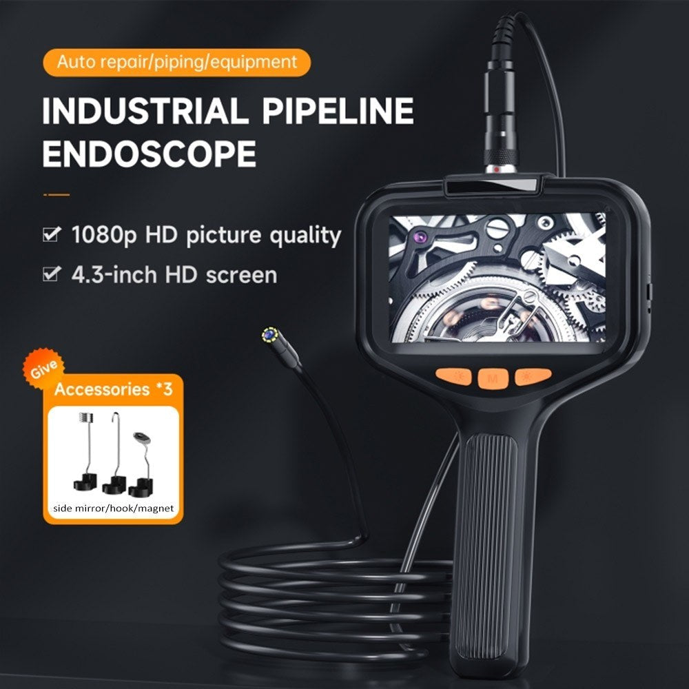 1080P HD Endoskop mit 4,3 Zoll Bildschirm, 8 LED-Lichtern, 5 Meter starres Kabel Inspektionskamera
