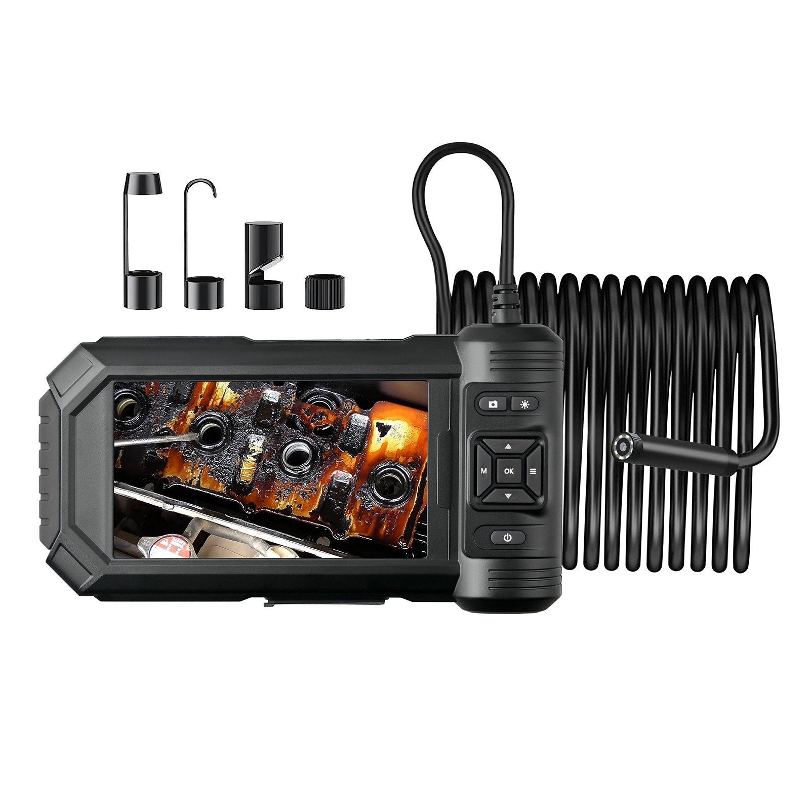 5-Zoll LCD-Boreskop, 1080P, 8 LED, 16,4 Fuß steifes Kabel, Einzelobjektiv