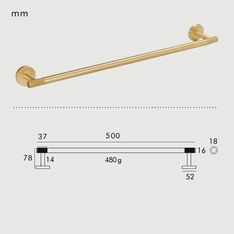 KRAM Handtuchhalter Schwarz Matt | Gekartelter Wandhalter aus Messing