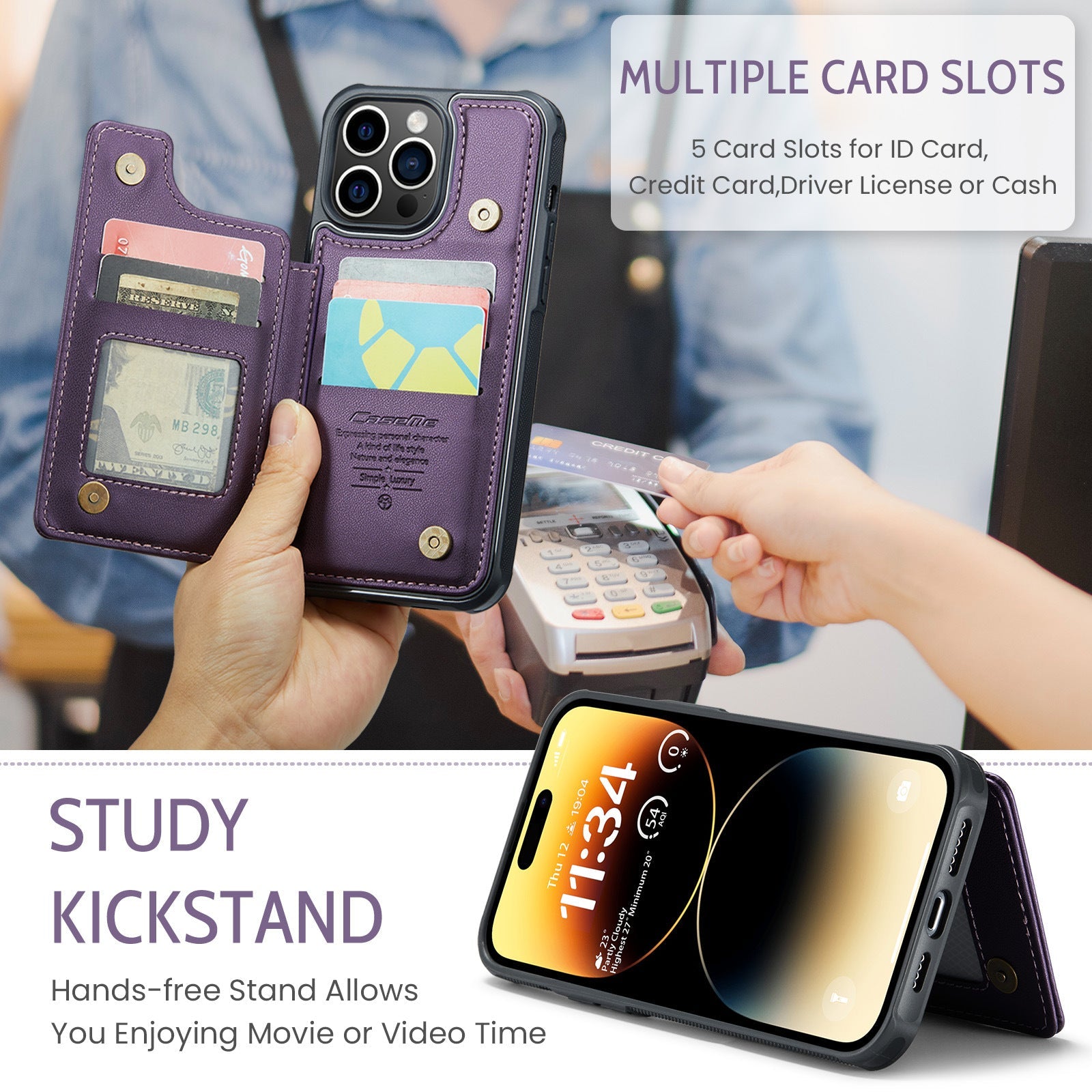 Luxus Leder Brieftasche Karte Telefon Fall Mit Geldbörse Flip Stand Für iPhone