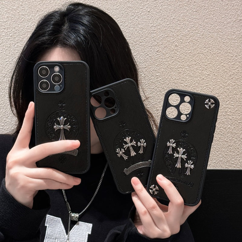 Leder Chrome Hearts Handyhülle für iPhone