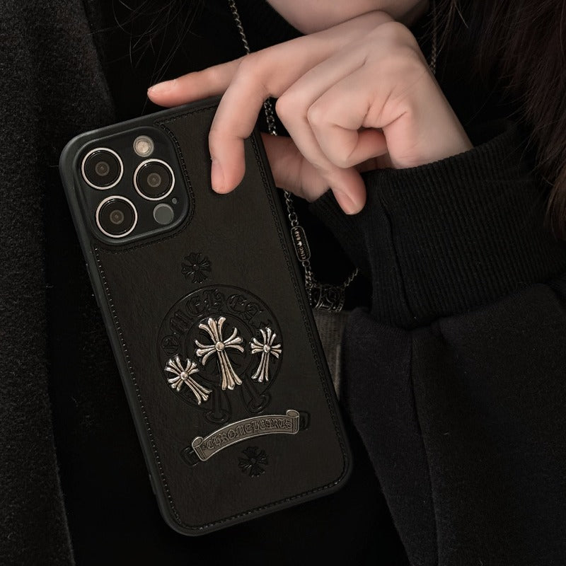 Leder Chrome Hearts Handyhülle für iPhone