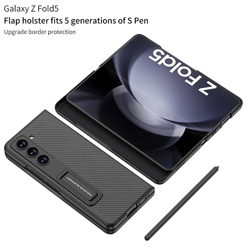 Einteiliges Klappholster-Leder-Telefongehäuse mit S-Pen-Steckplatz für Samsung Galaxy Z Fold 5