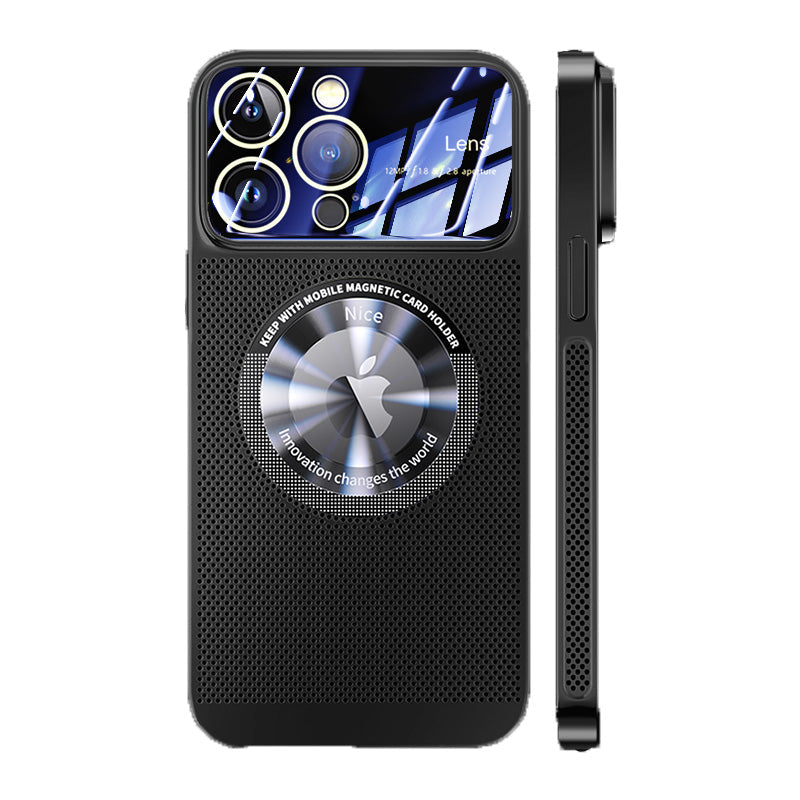 Luxus wärmeableitendes Magnetgehäuse als iPhone-Hülle | MagSafe Case mit galvanisiertem Metallrahmen und vergrößernder Glaslinse als Kameraschutzabdeckung für Apple iPhone 15/14/13/12 Pro Max Plus Cover | Panzertasche, hochwertige Handyhülle