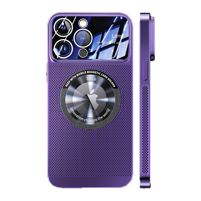 Luxus wärmeableitendes Magnetgehäuse als iPhone-Hülle | MagSafe Case mit galvanisiertem Metallrahmen und vergrößernder Glaslinse als Kameraschutzabdeckung für Apple iPhone 15/14/13/12 Pro Max Plus Cover | Panzertasche, hochwertige Handyhülle