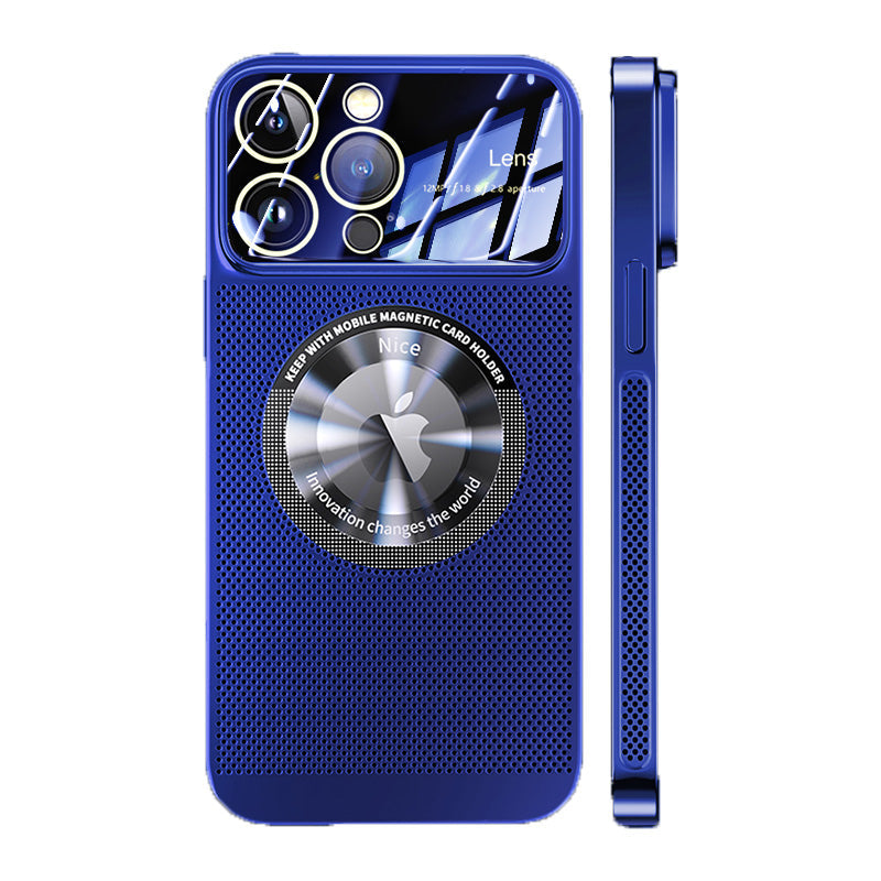 Luxus wärmeableitendes Magnetgehäuse als iPhone-Hülle | MagSafe Case mit galvanisiertem Metallrahmen und vergrößernder Glaslinse als Kameraschutzabdeckung für Apple iPhone 15/14/13/12 Pro Max Plus Cover | Panzertasche, hochwertige Handyhülle