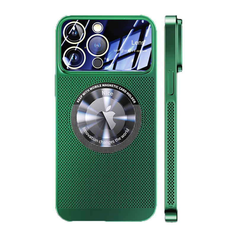Luxus wärmeableitendes Magnetgehäuse als iPhone-Hülle | MagSafe Case mit galvanisiertem Metallrahmen und vergrößernder Glaslinse als Kameraschutzabdeckung für Apple iPhone 15/14/13/12 Pro Max Plus Cover | Panzertasche, hochwertige Handyhülle