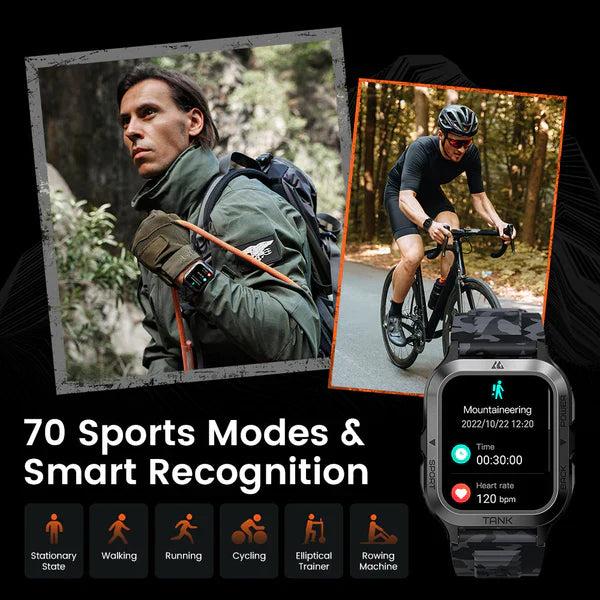 PROTANK S4 - Smartwatch mit Fitness-Tracker, Herzfrequenzmonitor, GPS und wasserdichtem Design für Sport und Alltag