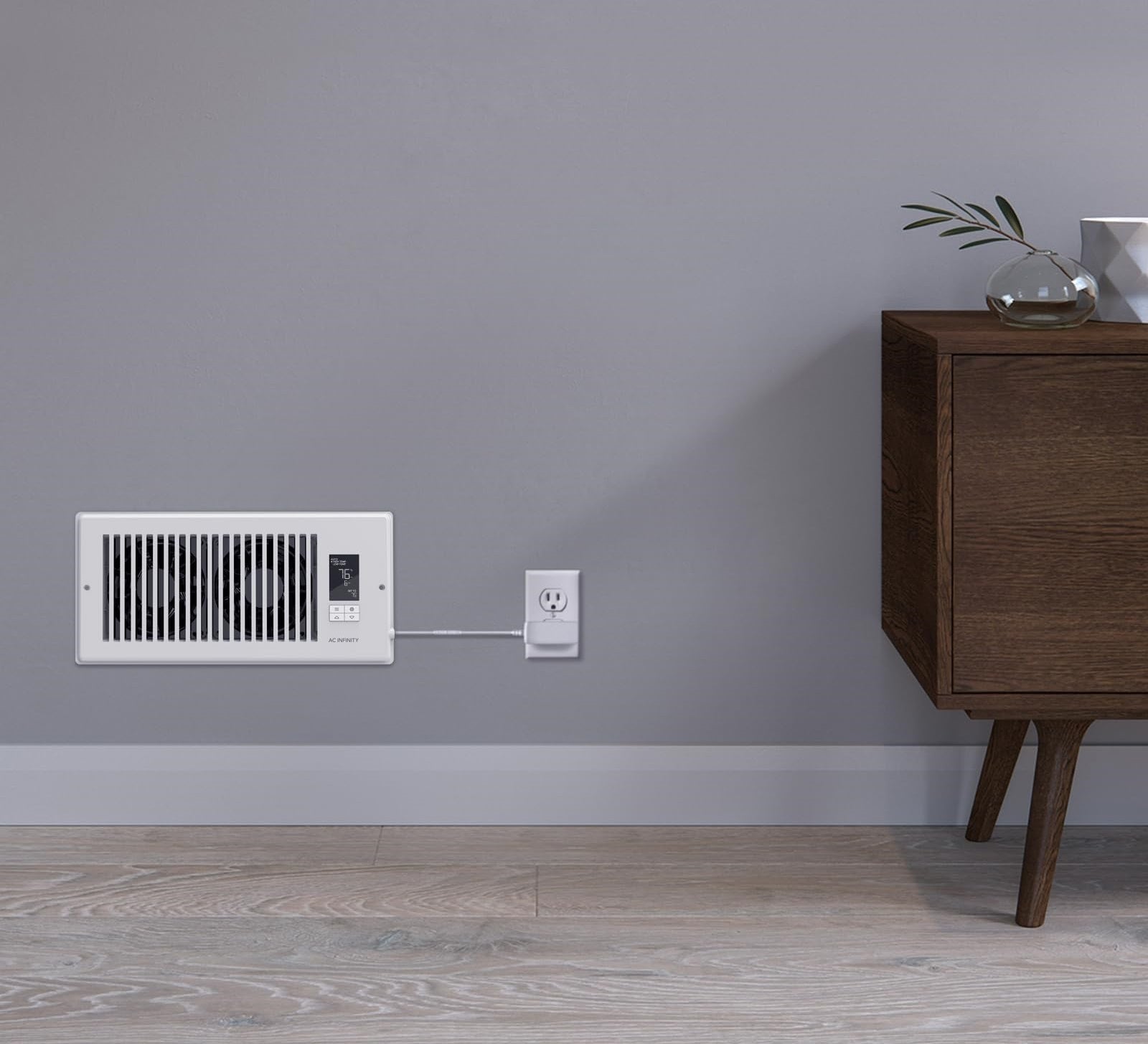 Bluetooth-gesteuerter Register-Luftventilator Booster - 10-Gang Dualmotor HVAC Luftstromverstärker für leises Heizen & Kühlen