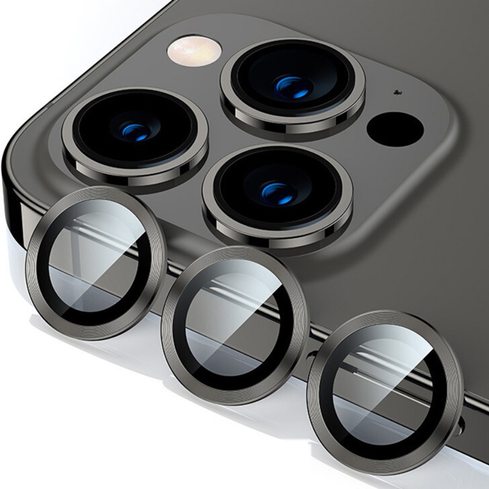 Kameraobjektiv Metallring Schutzglas für Apple iPhone | Hochwertiger langlebiger Objektivschutz gegen Kratzer und Staub