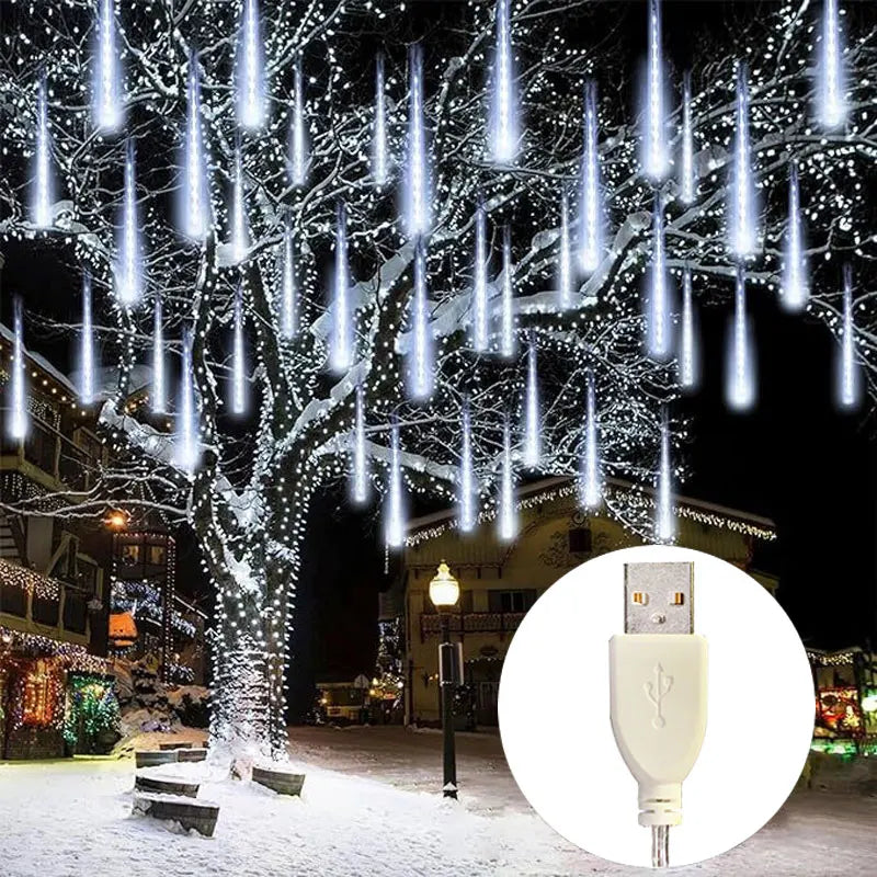 Meteorregen LED Lichterkette | Weihnachtsbeleuchtung Außen